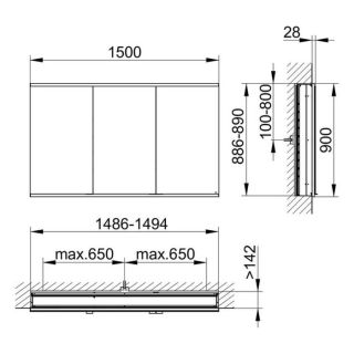 Зеркальный шкаф 150 см Keuco Royal Modular 800310151100300